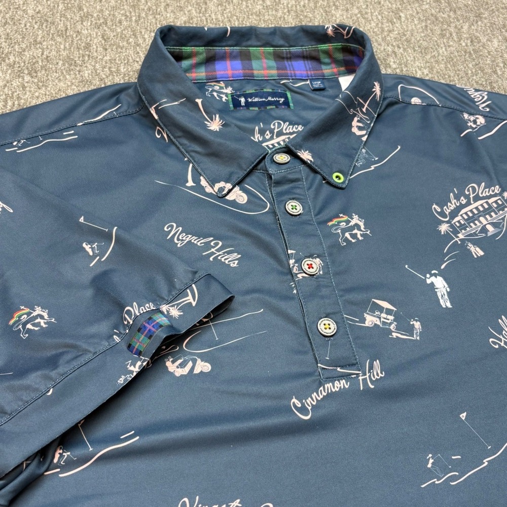 William Murray Mens Jamaica Golf Polo Shirt Navy‎ Blue Cinnamon Hill Large L